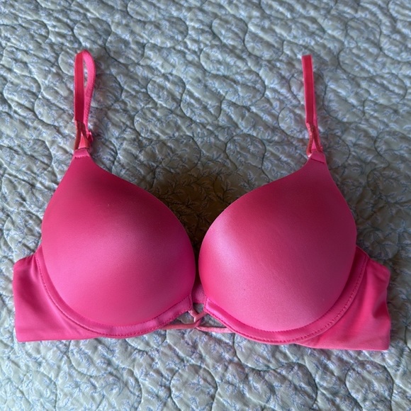 Victoria's Secret Push Up Plunge Miraculous Bombshell Bra 32A Neon Pink - Picture 1 of 3